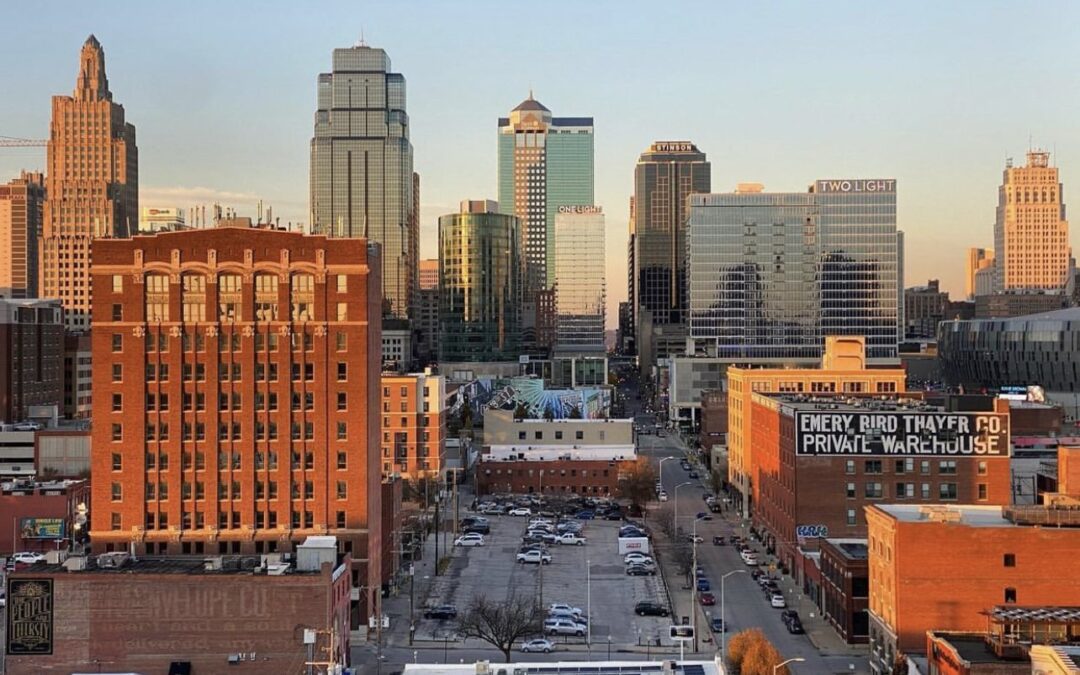 Overhead view of downtown Kansas City.