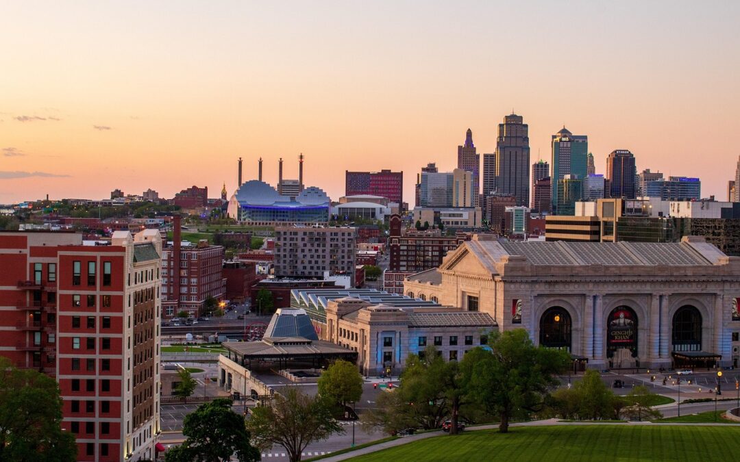 Downtown Kansas City during sunset.